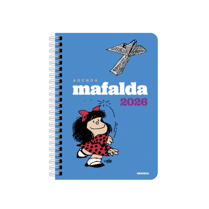Agenda. MAFALDA 2026. ANILLADA COLUMNA AZUL.