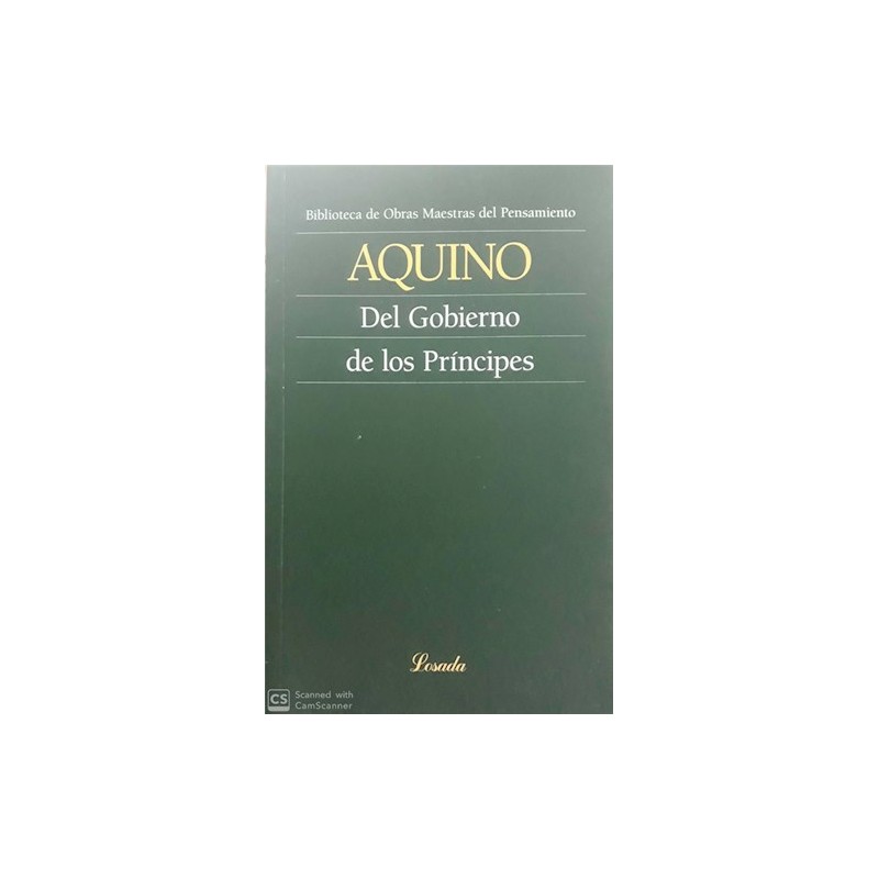 Libro. DEL GOBIERNO DE LOS PRINCIPES. Aquino Tomas
